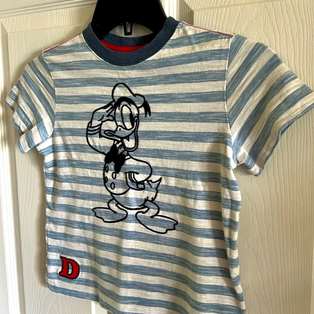 Hanna Andersson Donald‎ Duck Cotton Striped Short Sleeve Shirt Size 4 (100 cm)